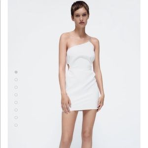 ZARA White Asymmetric Cut Out Dress NWT